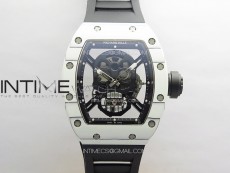 RM052 Skull White Carbon Real Tourbillon YSF 1:1 Best Edition Skull Dial on Black Rubber Strap