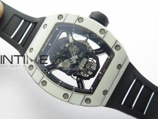RM052 Skull White Carbon Real Tourbillon YSF 1:1 Best Edition Skull Dial on Black Rubber Strap