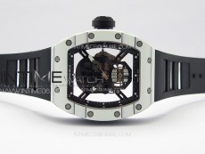 RM052 Skull White Carbon Real Tourbillon YSF 1:1 Best Edition Skull Dial on Black Rubber Strap