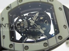 RM052 Skull White Carbon Real Tourbillon YSF 1:1 Best Edition Skull Dial on Black Rubber Strap