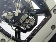 RM052 Skull White Carbon Real Tourbillon YSF 1:1 Best Edition Skull Dial on Black Rubber Strap
