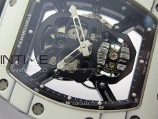 RM052 Skull White Carbon Real Tourbillon YSF 1:1 Best Edition Skull Dial on Black Rubber Strap