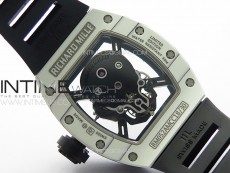 RM052 Skull White Carbon Real Tourbillon YSF 1:1 Best Edition Skull Dial on Black Rubber Strap