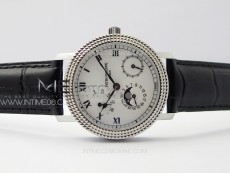 Calatrava 5057 Cortina Watch 50th Anniversary SS YSF 1:1 Best Edition White Dial on Black Leather Strap A240