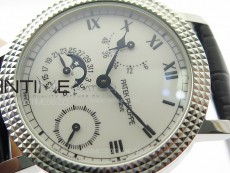 Calatrava 5057 Cortina Watch 50th Anniversary SS YSF 1:1 Best Edition White Dial on Black Leather Strap A240
