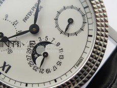 Calatrava 5057 Cortina Watch 50th Anniversary SS YSF 1:1 Best Edition White Dial on Black Leather Strap A240