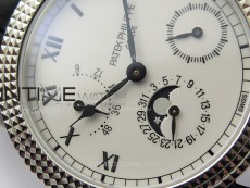 Calatrava 5057 Cortina Watch 50th Anniversary SS YSF 1:1 Best Edition White Dial on Black Leather Strap A240