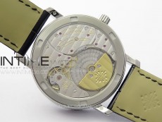 Calatrava 5057 Cortina Watch 50th Anniversary SS YSF 1:1 Best Edition White Dial on Black Leather Strap A240