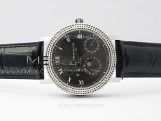 Calatrava 5057 Cortina Watch 50th Anniversary SS YSF 1:1 Best Edition Gray Dial on Black Leather Strap A240