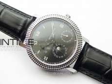 Calatrava 5057 Cortina Watch 50th Anniversary SS YSF 1:1 Best Edition Gray Dial on Black Leather Strap A240