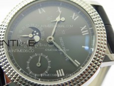 Calatrava 5057 Cortina Watch 50th Anniversary SS YSF 1:1 Best Edition Gray Dial on Black Leather Strap A240