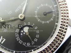 Calatrava 5057 Cortina Watch 50th Anniversary SS YSF 1:1 Best Edition Gray Dial on Black Leather Strap A240