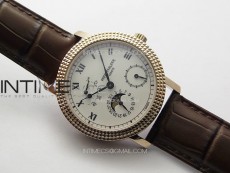 Calatrava 5057 Cortina Watch 50th Anniversary RG YSF 1:1 Best Edition White Dial on Black Leather Strap A240