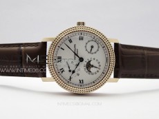 Calatrava 5057 Cortina Watch 50th Anniversary RG YSF 1:1 Best Edition White Dial on Black Leather Strap A240