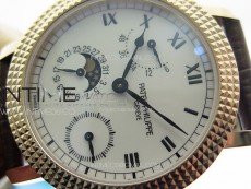Calatrava 5057 Cortina Watch 50th Anniversary RG YSF 1:1 Best Edition White Dial on Black Leather Strap A240