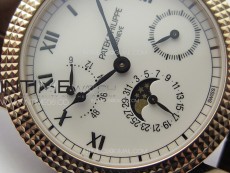 Calatrava 5057 Cortina Watch 50th Anniversary RG YSF 1:1 Best Edition White Dial on Black Leather Strap A240