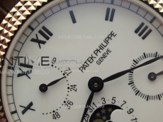 Calatrava 5057 Cortina Watch 50th Anniversary RG YSF 1:1 Best Edition White Dial on Black Leather Strap A240