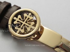 Calatrava 5057 Cortina Watch 50th Anniversary RG YSF 1:1 Best Edition White Dial on Black Leather Strap A240