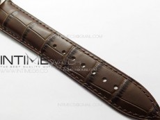 Calatrava 5057 Cortina Watch 50th Anniversary RG YSF 1:1 Best Edition White Dial on Black Leather Strap A240