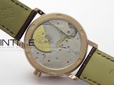 Calatrava 5057 Cortina Watch 50th Anniversary RG YSF 1:1 Best Edition White Dial on Black Leather Strap A240