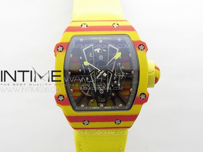 RM027-03 Real Tourbillon YSF Best Edition Yellow/Red Carbon Skeleton Dial on Yellow Nylon Strap RM027-03 Real Tourbillon YSF Best Edition Yellow/Red Carbon Skeleton Dial on Yellow Nylon Strap