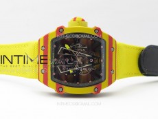 RM027-03 Real Tourbillon YSF Best Edition Orange/Red Carbon Skeleton Dial on Orange Nylon Strap