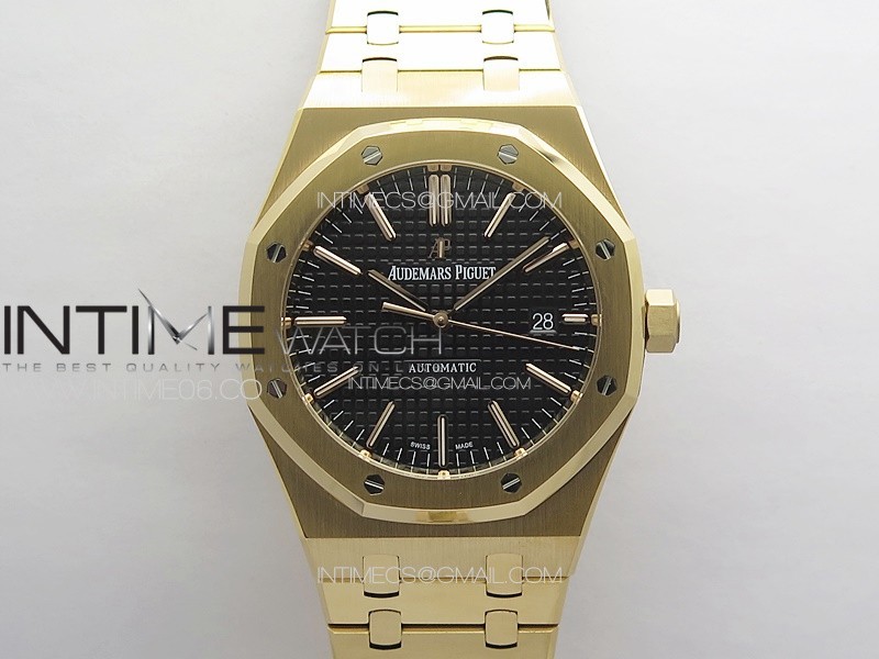 Royal Oak 41mm 15400 RG APSF 1:1 Best Edition Black Textured Dial on RG Bracelet A3120 Super Clone V3