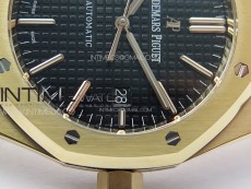 Royal Oak 41mm 15400 RG APSF 1:1 Best Edition Black Textured Dial on RG Bracelet A3120 Super Clone V3