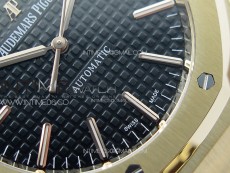 Royal Oak 41mm 15400 RG APSF 1:1 Best Edition Black Textured Dial on RG Bracelet A3120 Super Clone V3
