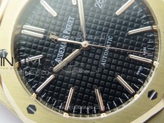 Royal Oak 41mm 15400 RG APSF 1:1 Best Edition Black Textured Dial on RG Bracelet A3120 Super Clone V3