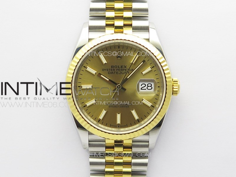 DateJust 36 904L SS/YG 126233 VSF 1:1 Best Edition Gold Stick Dial on Jubilee Bracelet VS3235