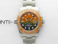 Submariner DIW Sandblasted VSF 1:1 Best Edition Orange Ceramic Bezel Orange/Black Dial on SS Bracelet VS3135