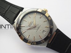 Constellation 41mm YG/Black Ceramic Bezel VSF 1:1 Best Edition Silver Dial on Black Gummy Strap A8900