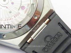 Constellation 41mm YG/Black Ceramic Bezel VSF 1:1 Best Edition Silver Dial on Black Gummy Strap A8900