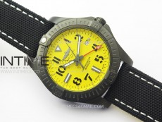 AVENGER V32395 45mm Ti DLC 1:1 Best Edition Yellow Dial on Nylon Strap A2824