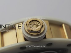 RM052 Skull White Ceramic/RG Real Tourbillon YSF Best Edition Red Skull Dial on White Rubber Strap