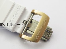 RM052 Skull White Ceramic/RG Real Tourbillon YSF Best Edition Red Skull Dial on White Rubber Strap