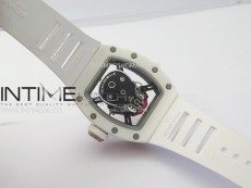 RM052 Skull White Ceramic/RG Real Tourbillon YSF Best Edition Red Skull Dial on White Rubber Strap