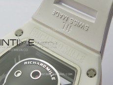 RM052 Skull White Ceramic/RG Real Tourbillon YSF Best Edition Red Skull Dial on White Rubber Strap