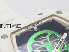 RM052 Skull White Ceramic/RG Real Tourbillon YSF Best Edition RG Skull Dial on White Rubber Strap