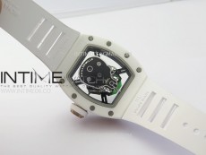 RM052 Skull White Ceramic/RG Real Tourbillon YSF Best Edition RG Skull Dial on White Rubber Strap