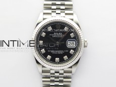DateJust 36 SS 116234 VSF 1:1 Best Edition 904L Steel Black Dial Diamonds Markers on Jubilee Bracelet VS3235
