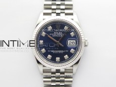 DateJust 36 SS 116234 VSF 1:1 Best Edition 904L Steel Blue Dial Diamonds Markers on Jubilee Bracelet VS3235