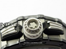 RM011 Titanium Case Black Ceramic Bezel Chronograph KUF Best Edition Skeleton Dial on White Rubber Strap A7750