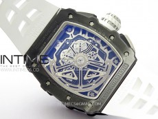 RM011 Titanium Case Black Ceramic Bezel Chronograph KUF Best Edition Skeleton Dial on White Rubber Strap A7750