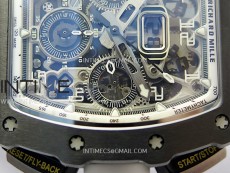 RM011 Titanium Case Black Ceramic Bezel Chronograph KUF Best Edition Skeleton Dial on Black Rubber Strap A7750