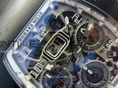 RM011 Titanium Case Black Ceramic Bezel Chronograph KUF Best Edition Skeleton Dial on Black Rubber Strap A7750