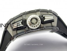 RM011 Titanium Case Black Ceramic Bezel Chronograph KUF Best Edition Skeleton Dial on Black Rubber Strap A7750