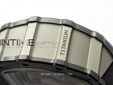 RM011 Titanium Case Black Ceramic Bezel Chronograph KUF Best Edition Skeleton Dial on Black Rubber Strap A7750
