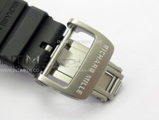 RM011 Titanium Case Black Ceramic Bezel Chronograph KUF Best Edition Skeleton Dial on Black Rubber Strap A7750